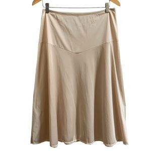 Vtg Vassarette Womens Long Half Slip SZ MED LL Beige Satin Sliky Nylon USA Made